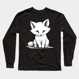 Cute Baby Fox Black and White Long Sleeve T-Shirt